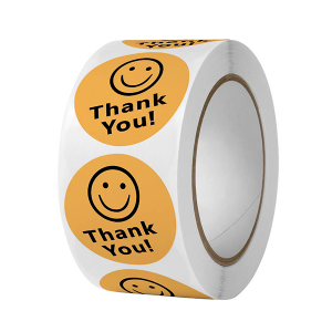 Etiqueta adhesiva de impresión de papel autoadhesivo de cilindro impermeable de 500 unidades/rollo de agradecemento personalizada