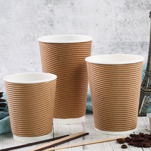 २०२२ चीन FTY कस्टम लोगो Amazon Hot Selling 4oz 7oz 9oz 12oz 16oz 22oz Hot Coffee Paper Cup Kraft Disposable Cup with Cap