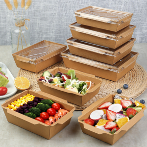 Custom Paper Disposable Food Grade Brown Kraft Paper Sushi Box with Clear Window