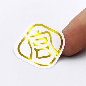 Etiquetas adesivas personalizadas para produtos adesivos à prova d'água com carimbo dourado