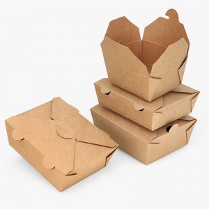 Chinese Professional 650ml White Brown Kraft Paper Lunch Box