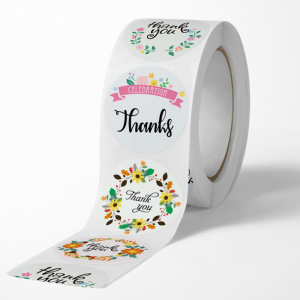 Didmeninė prekyba lipniomis apvaliomis etiketėmis padengto popieriaus rulonu padėkos lipdukas dekoravimui