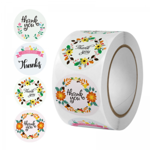 Wholesale Adhesive Round Labels Coated Paper Roll Thank You Sticker Para sa Dekorasyon