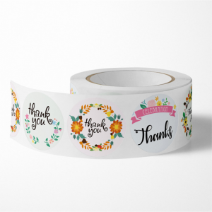 Wholesale Adhesive Round Labels Coated Paper Roll Thank You Sticker Foar Decoration