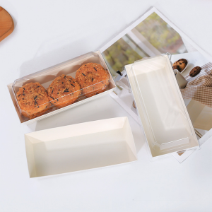 Logo Kustom Dicetak Cute White Cardboard Food Paper Box Design Folding Cake Box with Clear Window