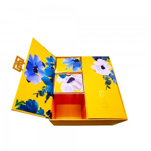 Scatola di carta regalo di lusso di forma quadrata stampata personalizzata di alta qualità per uso alimentare in Cina per Mooncake