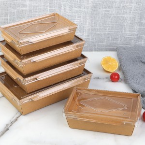 Custom Paper Disposable Food Grade Brown Kraft Paper Sushi Box with Clear Window