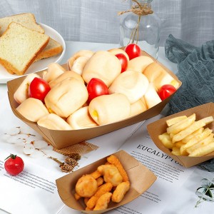 Kraft papir s logotipom za jednokratnu upotrebu Kontejner za ponijeti u obliku čamca Papirna kutija za pakovanje za hot dog