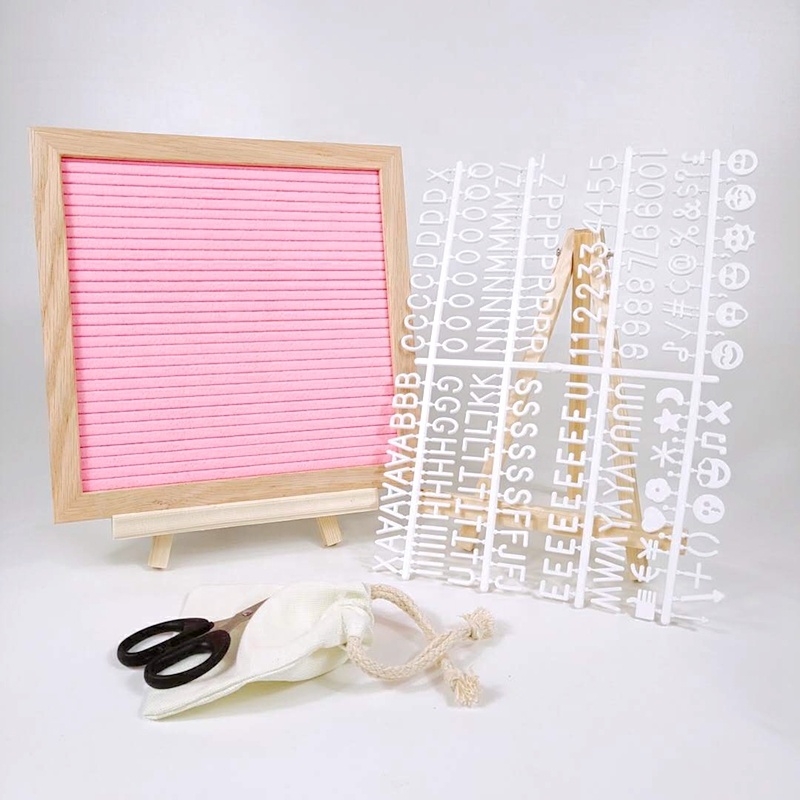 OEM Wholesale High quality  Wooden Colorful Message Board10x10 Inch  Felt Letter Board / 10*10 letter board
