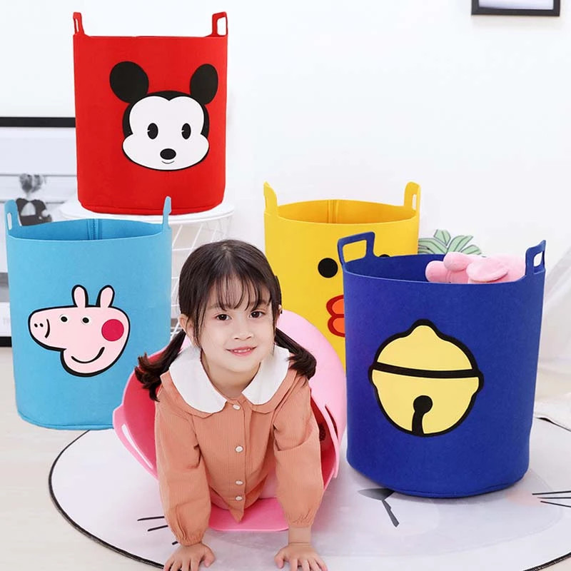 Felt Storage Basket Bin with Handles Organizer Toy Clothes Storage for Home Office Dormitory Featured Image