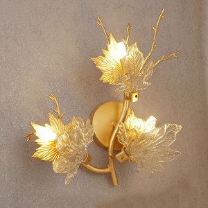 Gold Maple Leaf Glass Wall Lamp  SZ8900