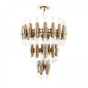 Chandeliers SPWS-C021 Inspired by the most unusual planetarium in the world, it is a layered lighting device made of high-quality brass rings and crystal glass tubes. The Tycho hotel is beautifully decorated and is ideal for modern lounges and restaurants.