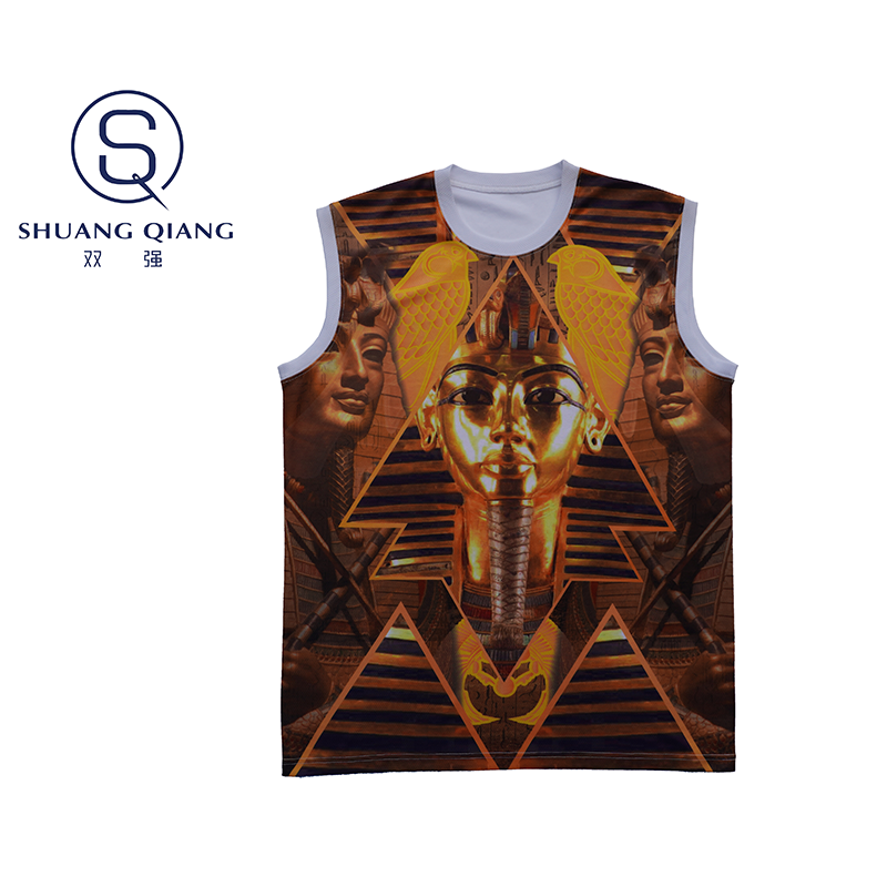 Custom kintted tank top basic crew neck 100% polyester mesh hygroscopic and sweat releasing t-shirt Heat transfer printing