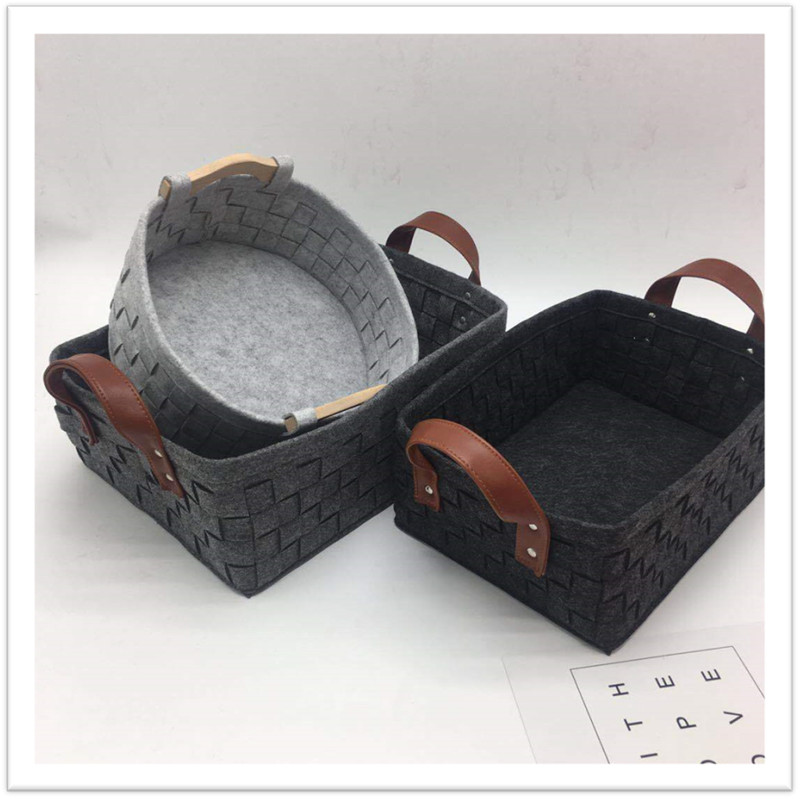 Bolsas de almacenamiento de fieltro de poliéster cesta de almacenamiento de leña de fieltro