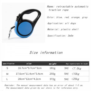 Retractable pet leash is comfortable and durable, dog automatic retractor, flat rope leash