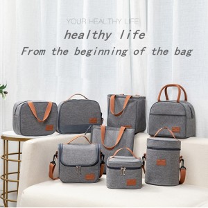 Fashionable multifunctional portable insulated lunch bag for leisure and business outing round bucket insulated bag