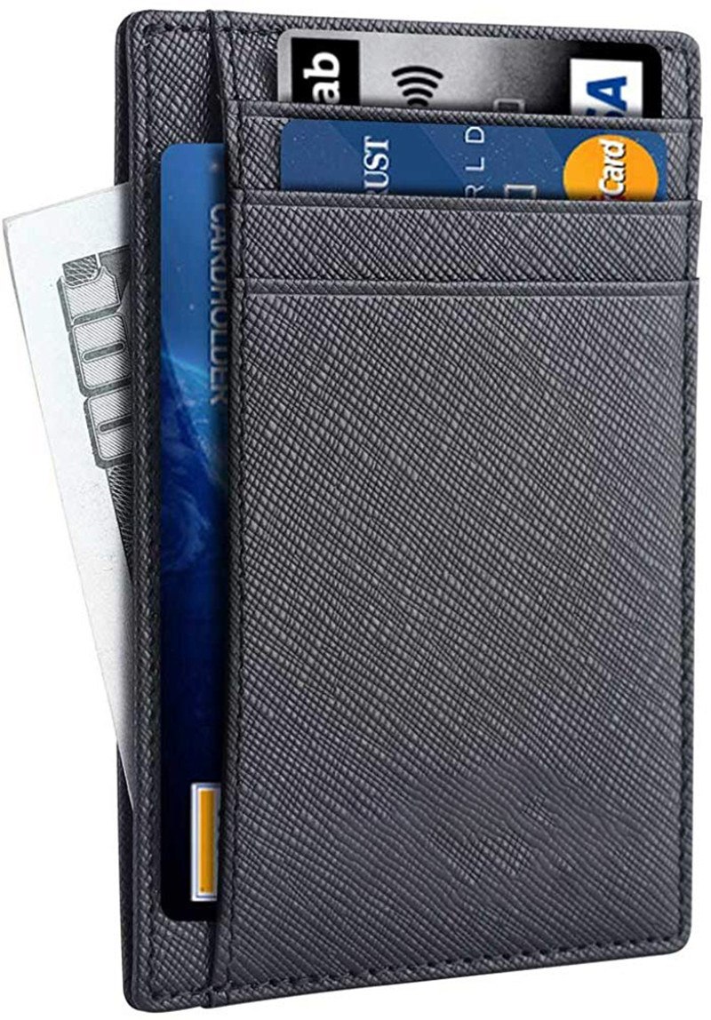 Chinese Professional Zipper Wallet - Men’s and women’s ultra-thin minimalist wallets-leather card case front pocket thin men’s wallets slim RFID blocking minimalist credit card h...
