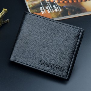 Men’s driver’s license thin wallet 3 fold horizontal business casual lychee retro soft wallet