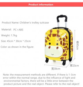 Children cartoon Trolley Case cute travel boarding case gift suitcase