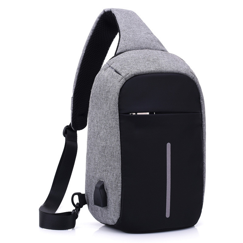 China wholesale Oxford Cloth Crossbody Bag - The new USB charging men’s trend casual chest bag shoulder messenger bag – Sansan