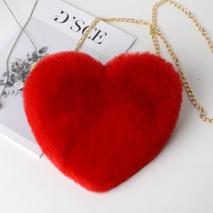 Fashion plush love one-shoulder messenger bag female chain plush Valentine’s day gift