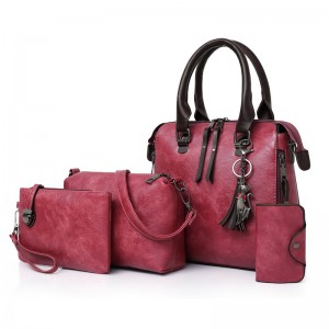 New ladies fashion trend pendant retro handbag urban leisure solid color four-piece bag