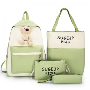 Four-piece Korean fashion large-capacity backpack leisure travel bag simple computer bag student school bag