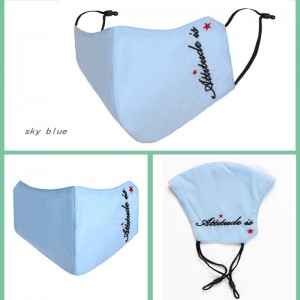 Cotton mask, pure color, adjustable embroidery protection, wash cloth mask, dustproof and sunscreen big face mask