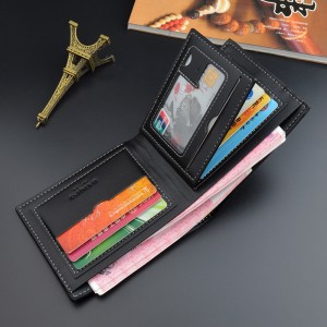Fashion new ultra-thin wallet multi-card position 3 fold youth zipper horizontal business soft wallet
