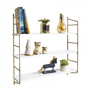 3-Tier Gold Adjustable Wall Mounted Shelf