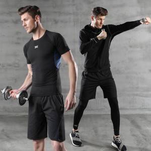 पुरुषहरूको लागि 4pcs खेल कसरत आउटफिट सेट योग फिटनेस व्यायाम कपडा