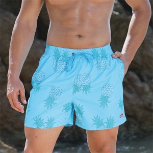Atacado shorts de praia de abacaxi de secagem rápida com bolsos para homens