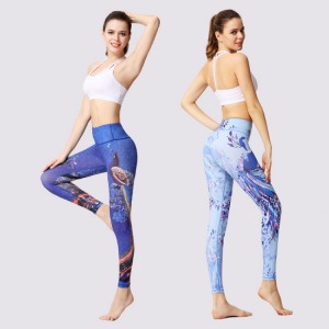 Vendita all'ingrosso di pantaloni da yoga sexy a vita alta con stampa digitale personalizzata per donne