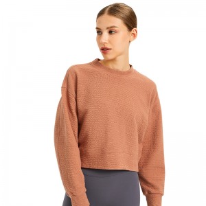 Exercising Customized Cotton Long Sleeves Crop Crewneck Sweatshirt for Women