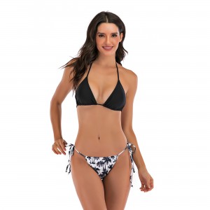 Set bikini da donna sexy con scollo all'americana in due pezzi con stampa leopardata/pelle di serpente