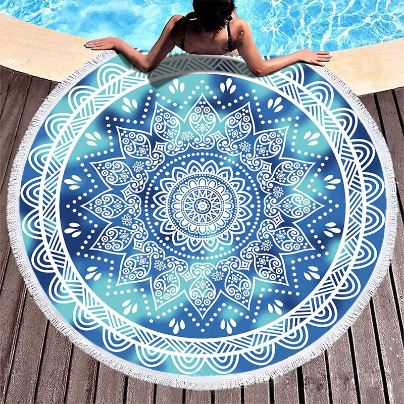150CM mikrovlakna okrugla kićanka pokrivač za peškire za plažu Prilagođeni printani brzosušeći šal bez pijeska prostirka za plažu za jogu Istaknuta slika
