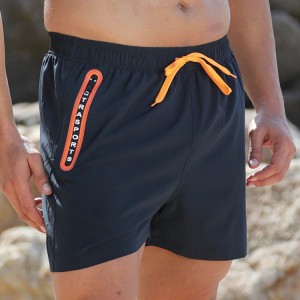 Stamgon Short de surf à séchage rapide Sportwear pour homme avec poches zippées