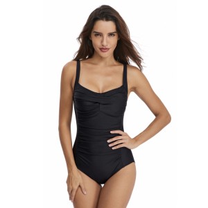 Bộ đồ bơi kiểm soát bụng màu đen Bộ đồ bơi một mảnh có đệm lót Bộ đồ tắm cho phụ nữ giảm béo Bikini cổ điển