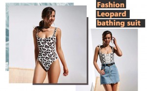 Wanita One Piece Kontrol Perut U-neck Backless Swimwear Snake Leopard Printed Monokini Swimwear