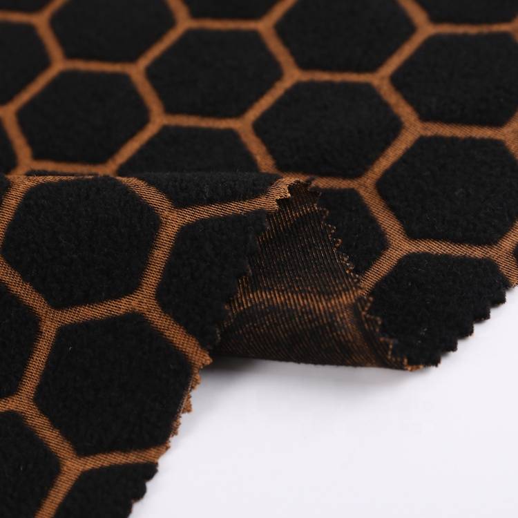 snygg design populärt krympbeständigt 100 % polyester stickat väft jacquard fleecetyg