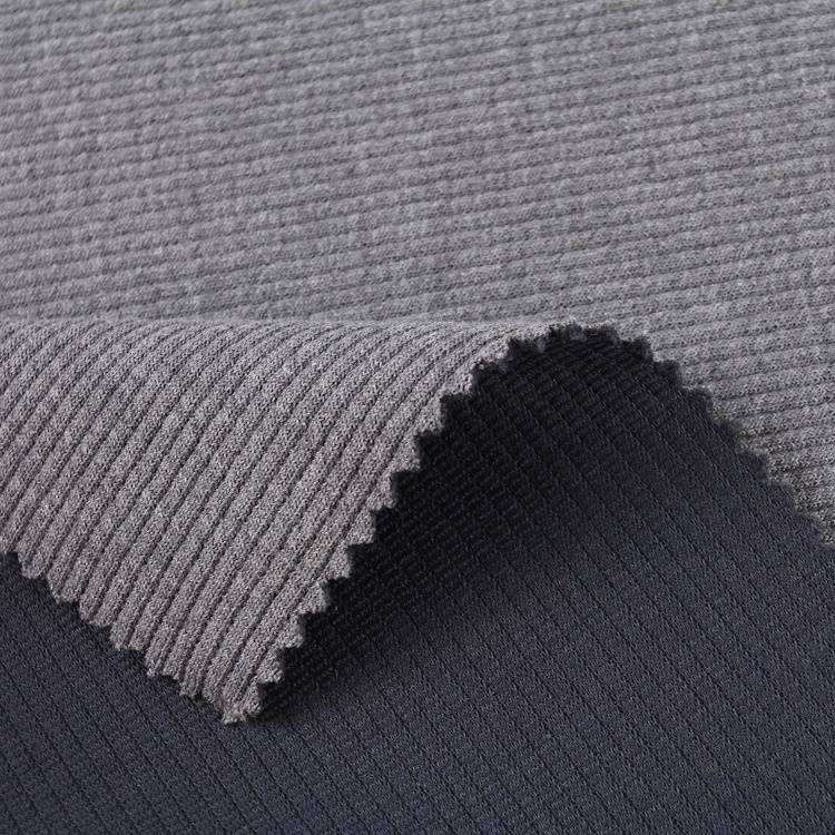 2020, design nou, gri simplu, țesătură tricotată TR cu nervuri vopsite în fire pentru articole de îmbrăcăminte