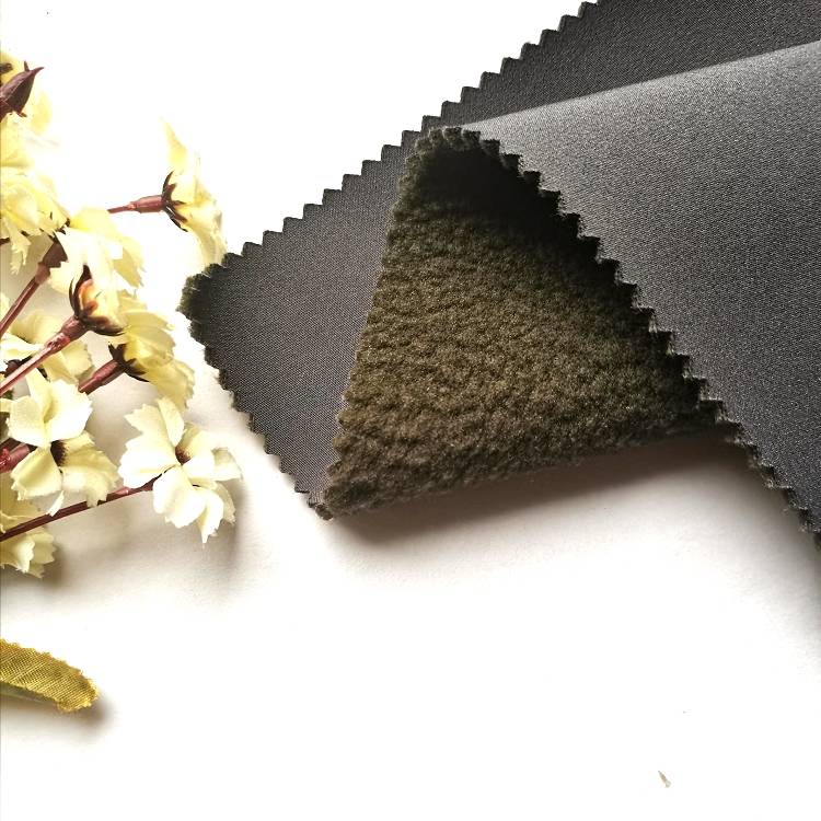 högkvalitativ polyester 100D 4-vägsstretch med TPU baksida faux sherpa fleece softshell för vinterjackor