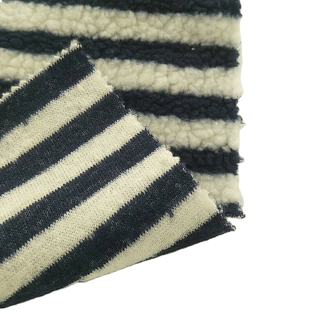 Professional China Hacci Sweater Fleece - 100% polyester jacquard stripes knitted sherpa fleece fabric – Starke
