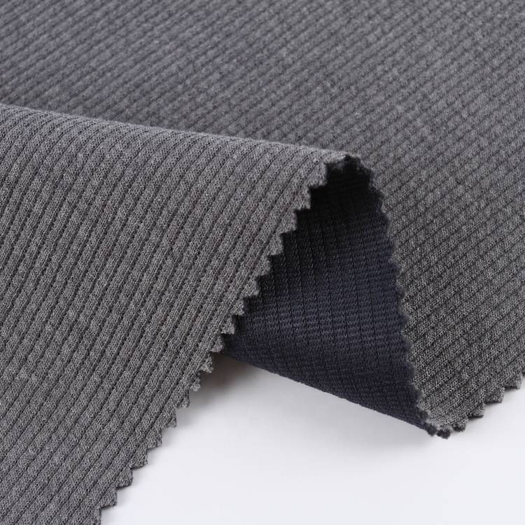 2020, design nou, gri simplu, țesătură tricotată TR cu nervuri vopsite în fire pentru articole de îmbrăcăminte
