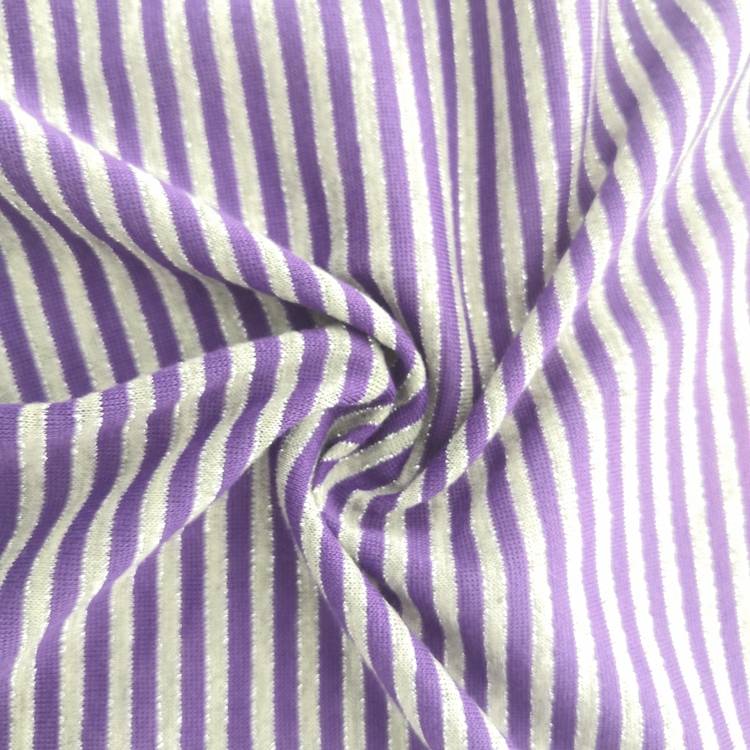 High Performance Jersey Tubular Knit Fabric - Hot selling striped 98 polyester 2 silver single jersey fabric for dress – Starke