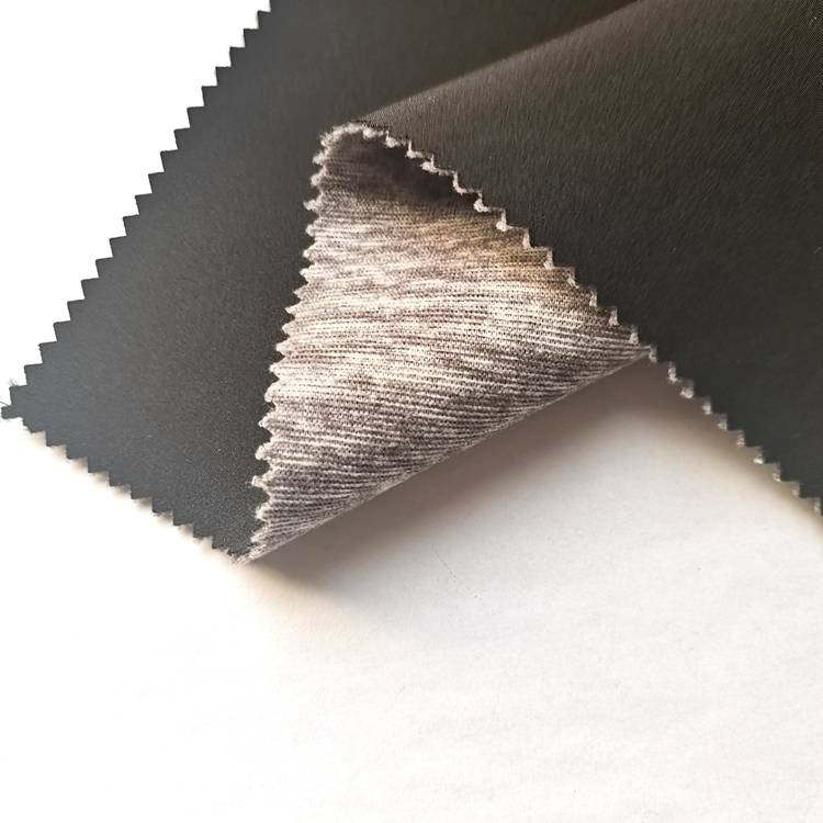 ny design polyester spandex fyrvägs stretch bond katjoniskt färgat persika finish fleece softshell tyg