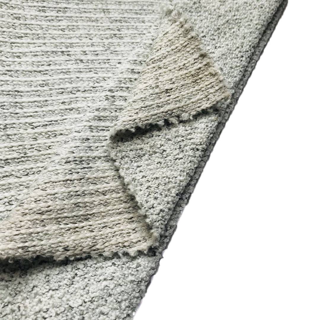 Diseño de lujo tejido de costilla francesa de poliéster para prendas de vestir suéter