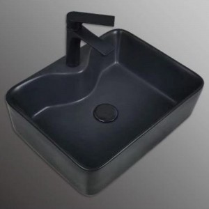 Matowa czarna ceramiczna umywalka nablatowa do eleganckich łazienek