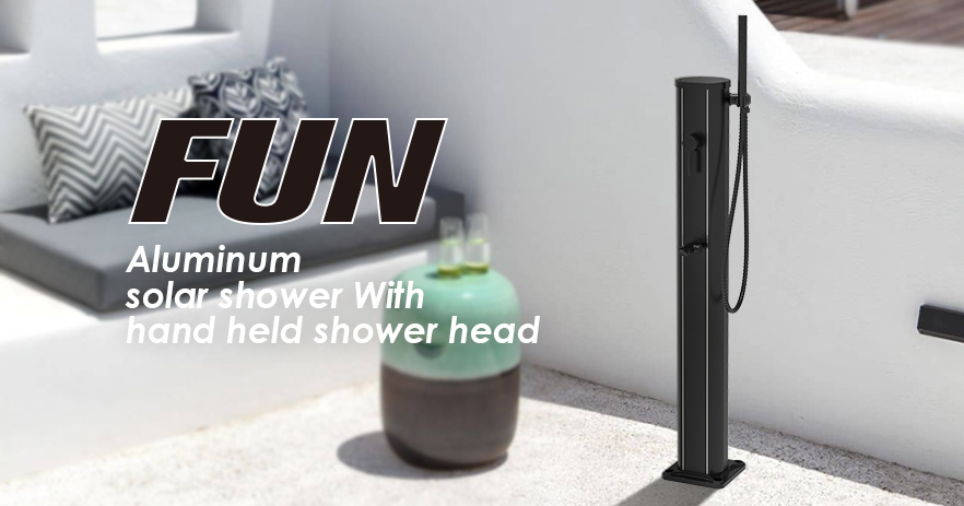 May New Arrival Aluminum Solar Shower With Hand Held Shower Head