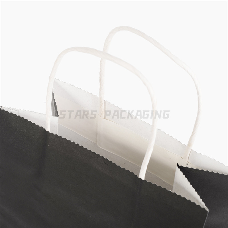 Black Twisted Handle Paper Bags with Foiled Logo